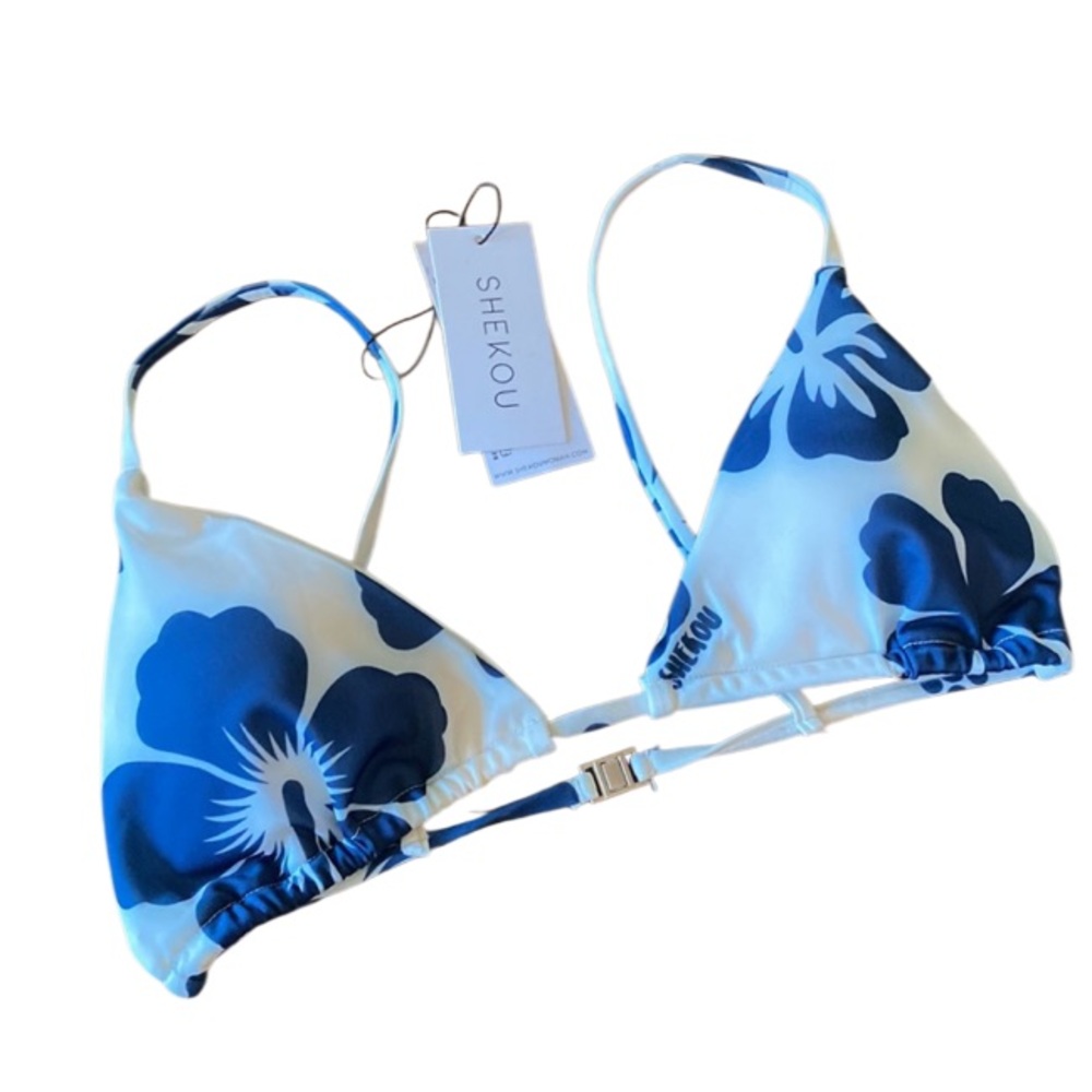 NWT Shekuo women’s Blue Floral Bikini Top